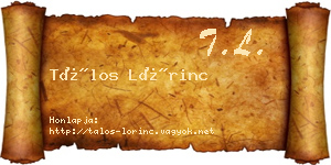 Tálos Lőrinc névjegykártya