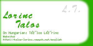 lorinc talos business card